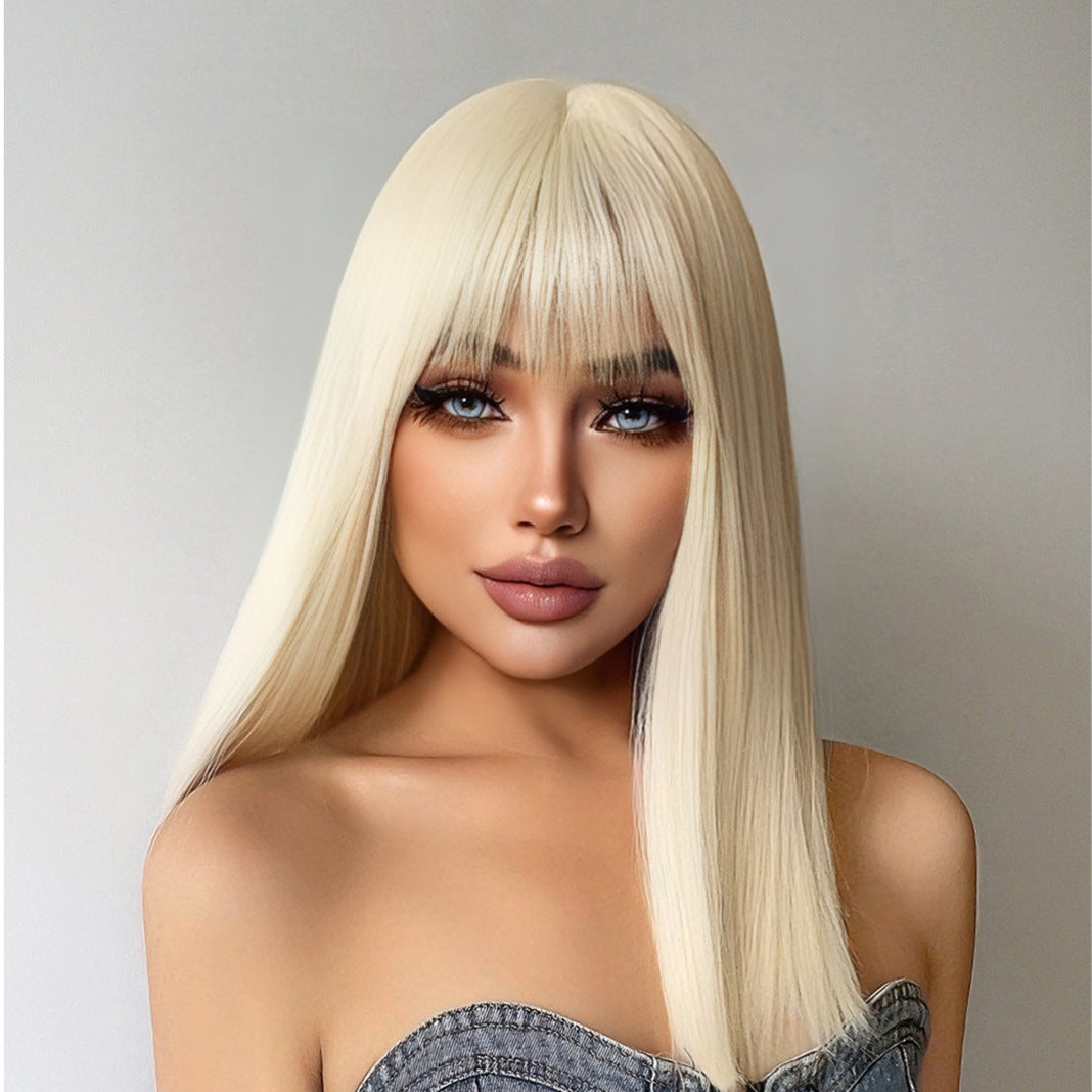 Wholesale European and American Cross-border Wigs Straight Hair Girl Group Daily Natural Full Bangs Full Head Wig Fashion JK Realistic Synthetic Hair