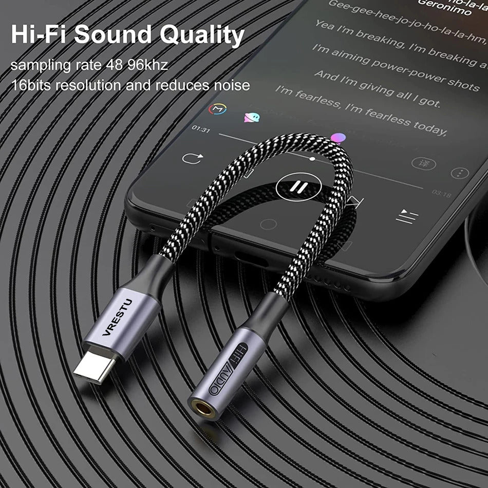 USB Type C to 3.5mm Jack Headphone USBC Earphone DAC Audio Adapter Cable for Samsung S23 Ultrta Xiaomi Oneplus 1+ Google Pixel 7
