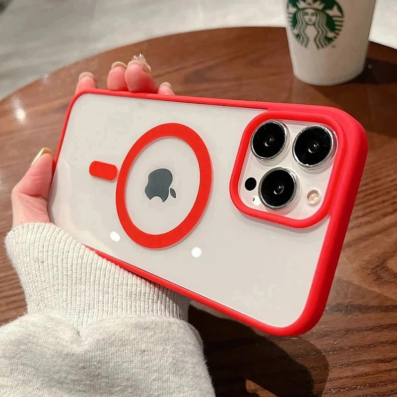 New Acrylic Magnetic Clear Case For iPhone 16 15 14 13 12 11 Pro Max 16 Plus Magsafe Wireless Charge Girls Pink Hard Back Cover