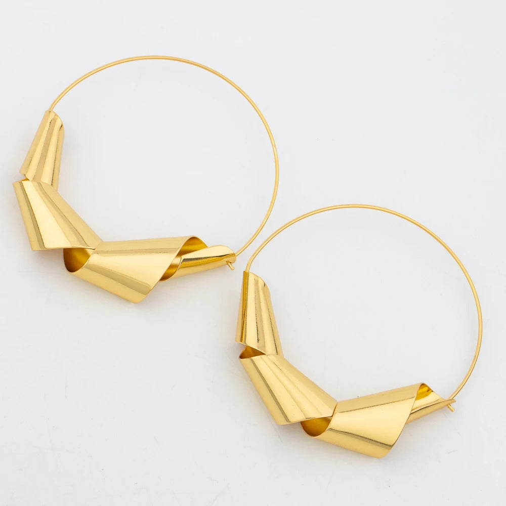 Luxury Gold Plated Dubai Jewelry Set For Women African Copper Twist Bold Design Earrings Necklace Bracelet Quality Jewelry Gift