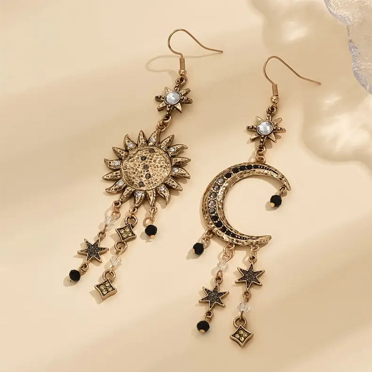 Exaggerated Long Sun Moon Retro Star Moon Earrings Women's Earrings Retro Style