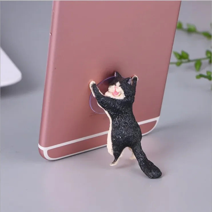 Cute Cat Phone Holder Tablets Desk Sucker Support Resin Mobile Phone Stand Holder Sucker Design Animal Holder for Smartphone