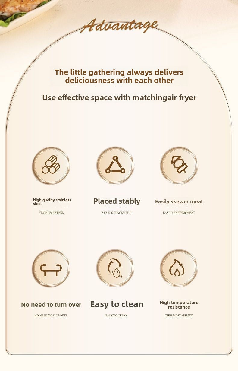 Stainless Steel Skewer Rack Grill Air Fryer Oven New Model Round Vertical 24-Skewer Hanging Grill Oven