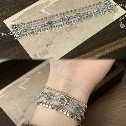 Exotic Miao Ethnic Style Multi-layer Bracelet for Girls 2025 New Cool High-end Ancient Style Unique Hand Jewelry