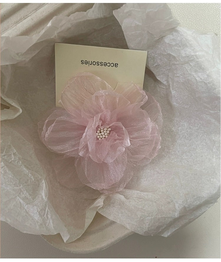 Vacation Organza Flower Hair Clip Travel Outing Hair Accessories Atmosphere Clip Duckbill Clip Hairpin Side Clip Hair Ornament