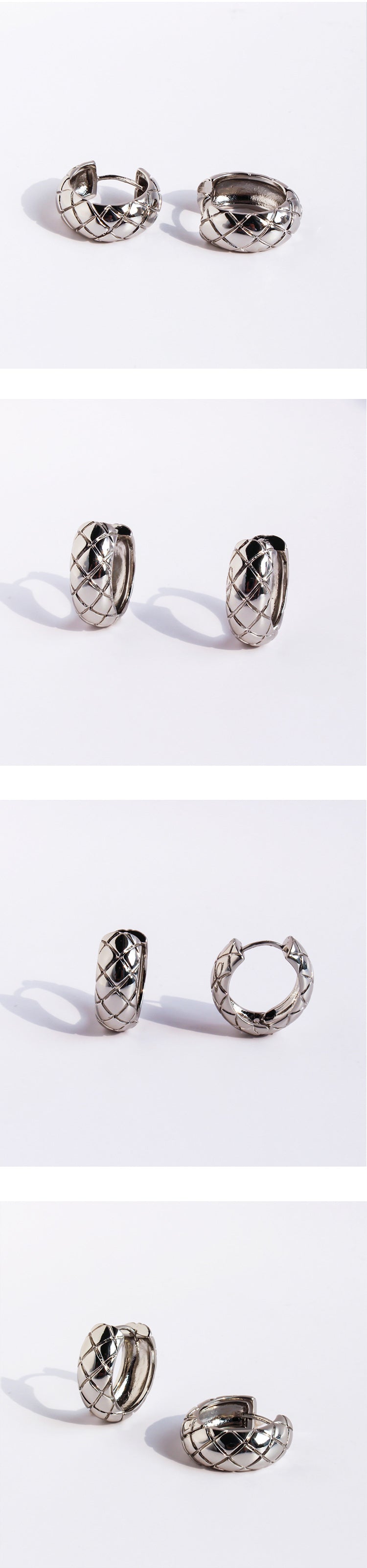 Jewelry Copper Gold-Plated Earrings Diamond Pattern Chanel Style Gold Earrings Round Versatile Ear Clips