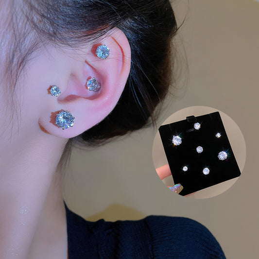 Non-Pierced Magnetic Zircon Ear Studs Design Sense Niche Temperament Magnetic Earrings for Women Hot Style Internet Celebrity Ear Jewelry