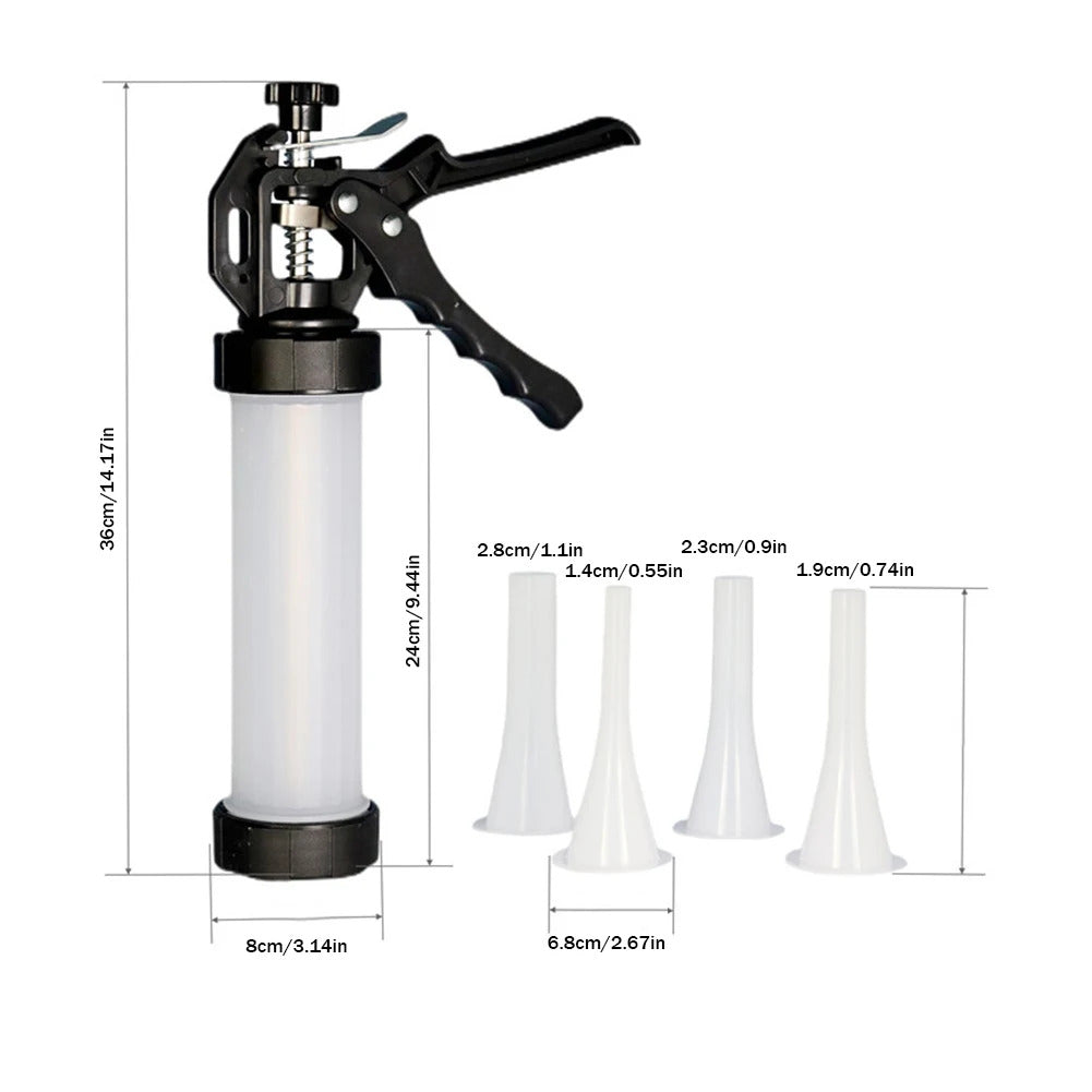 Stainless Steel Small Sausage Tool Fast Sausage Filling 1.5lbs with 5 Nozzles BBQ Kitchen Tool for Household Use Or Commercial