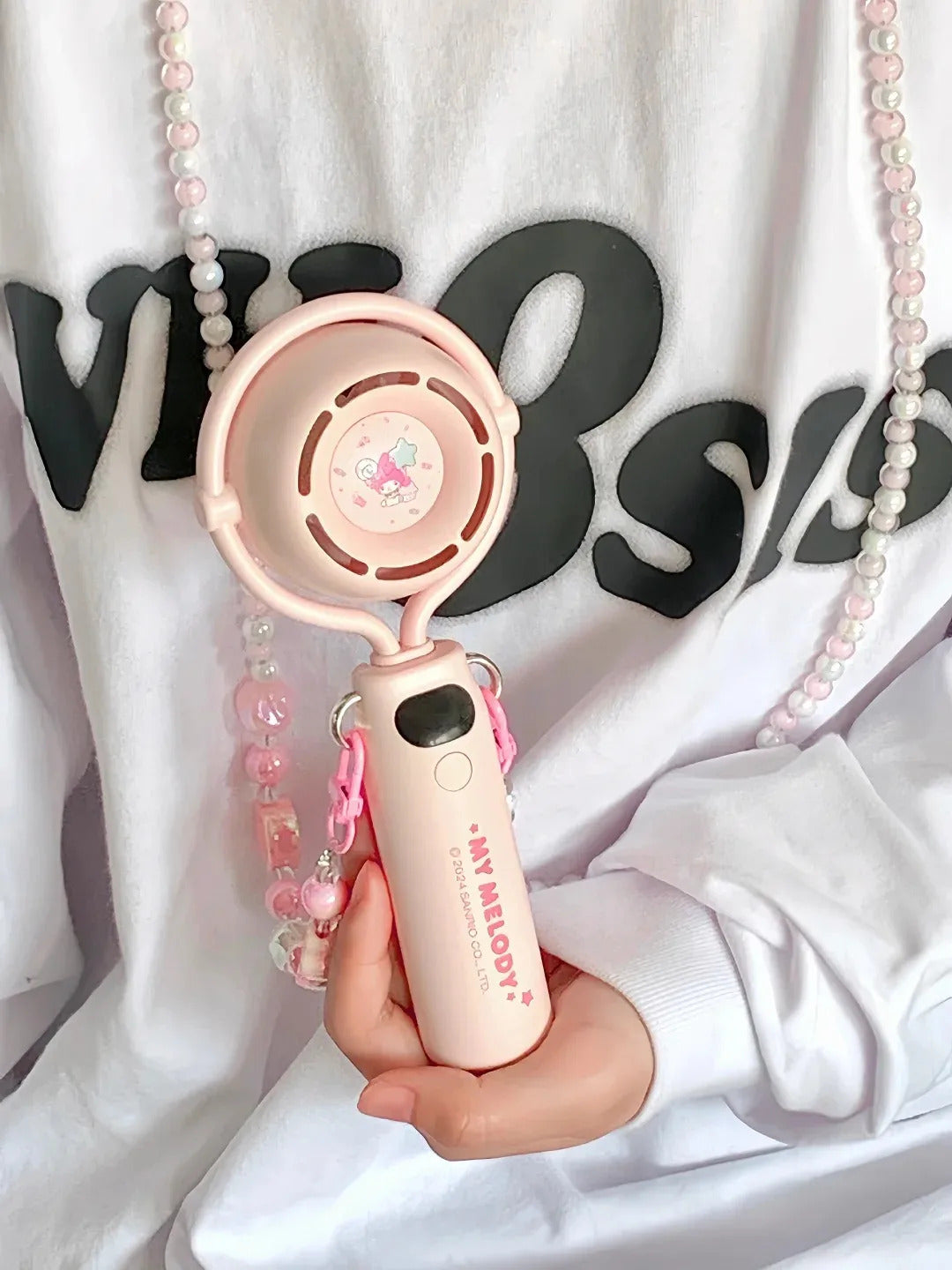 10000 Ma Sanrio Usb Folding Handheld Mini Fan Kuromi Pachacco Portable Hanging Neck Fan Bladeless Ultra-quiet Strong Breeze Fans