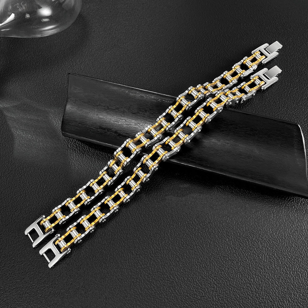 Bracelet Titanium Steel Men's Bracelet Rock Personalized Motorcycle Chain Bicycle Bracelet