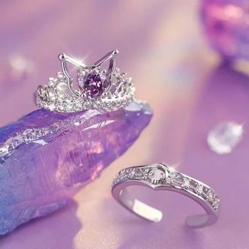Couple's Ring Love About Kulomi Ring Opening Adjustable Inlay Purple Diamond Fashion All-match Elegant