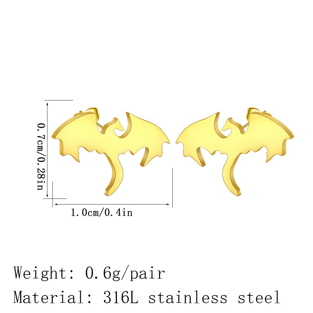 Punk Men Black Western Dragon Ear Stud Trend Stainless Steel Earrings for Women Personalize Rock Set Hip Hop Streetwear Jewelry