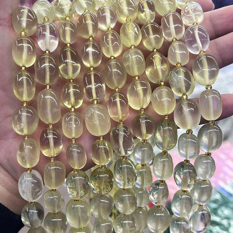 High-Quality Natural Lemon Crystal Conformal Irregular Faceted Loose For Jewelry Making DIY Necklace Bracelet 15''12-15mm