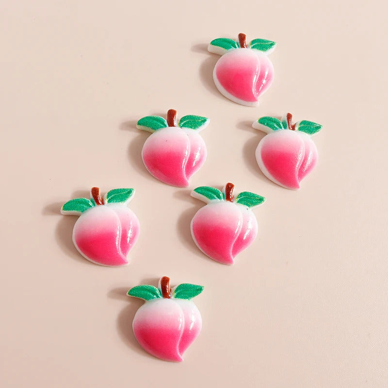 10pcs Mix Cute Mini Fruit Charms Pear Cherry Pineapple Peach Avocado Flat Back Resin Cabochons Scrapbook DIY Jewelry Accessories