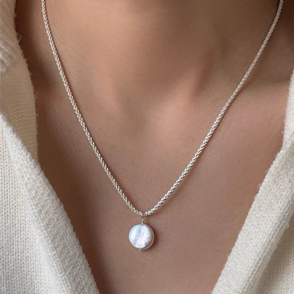 Liluo New S925 Sterling Silver Pearl Necklace Accessories for Women, Non-Fading, High-End Feel, Versatile Spring and Summer Clavicle Chain Wholesale