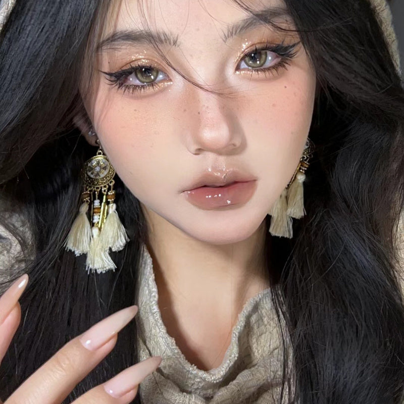 New Design Ethnic Style Earrings Unique Retro Temperament Yunnan Guizhou Sichuan Tibetan Versatile Fashion Women's Tassel Earrings