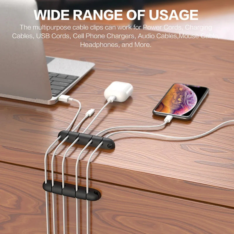 Cable Organizer Feel Free To Stick Multi-function Desktop USB Cable Organizer Wire Winder Silicone Tie Fixer Wire Management