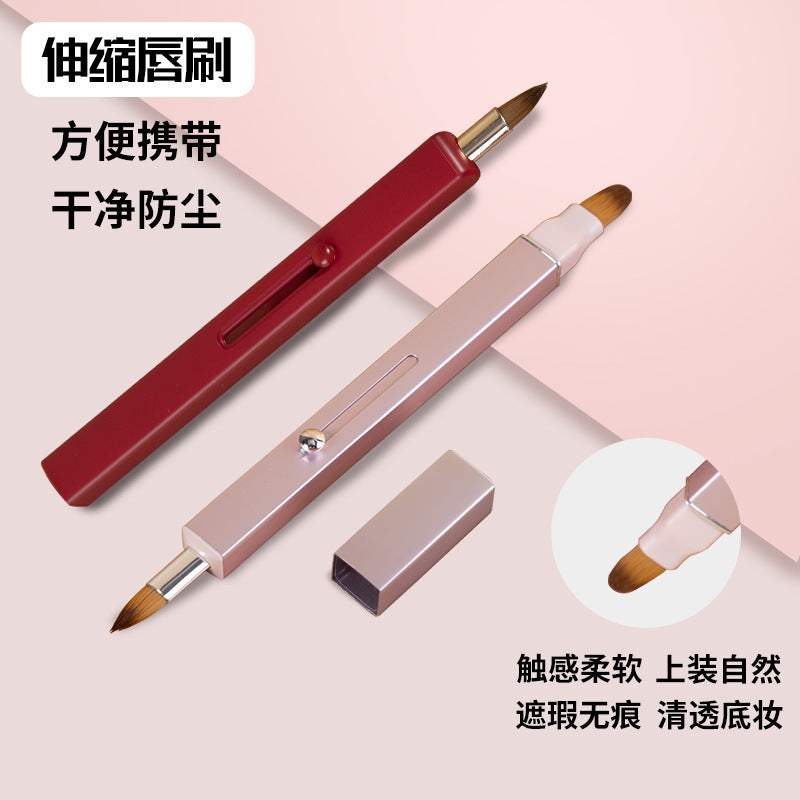 Retractable Double-Headed Lip Brush Portable Lip Brush Beginner Lip Liner Lipstick Special Makeup Tool Multi-Color