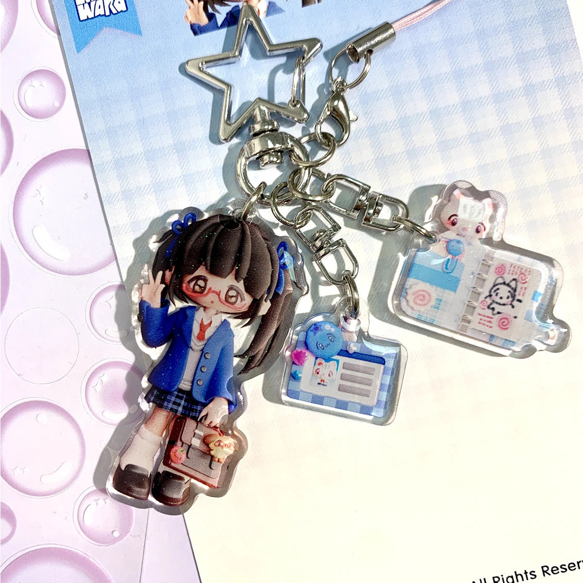 WAKAWAKA Charm Resin Acrylic  Phone Charm with Star Decal Book Phone Lanyard Keyring Keychain Wing Heart Phone Strap