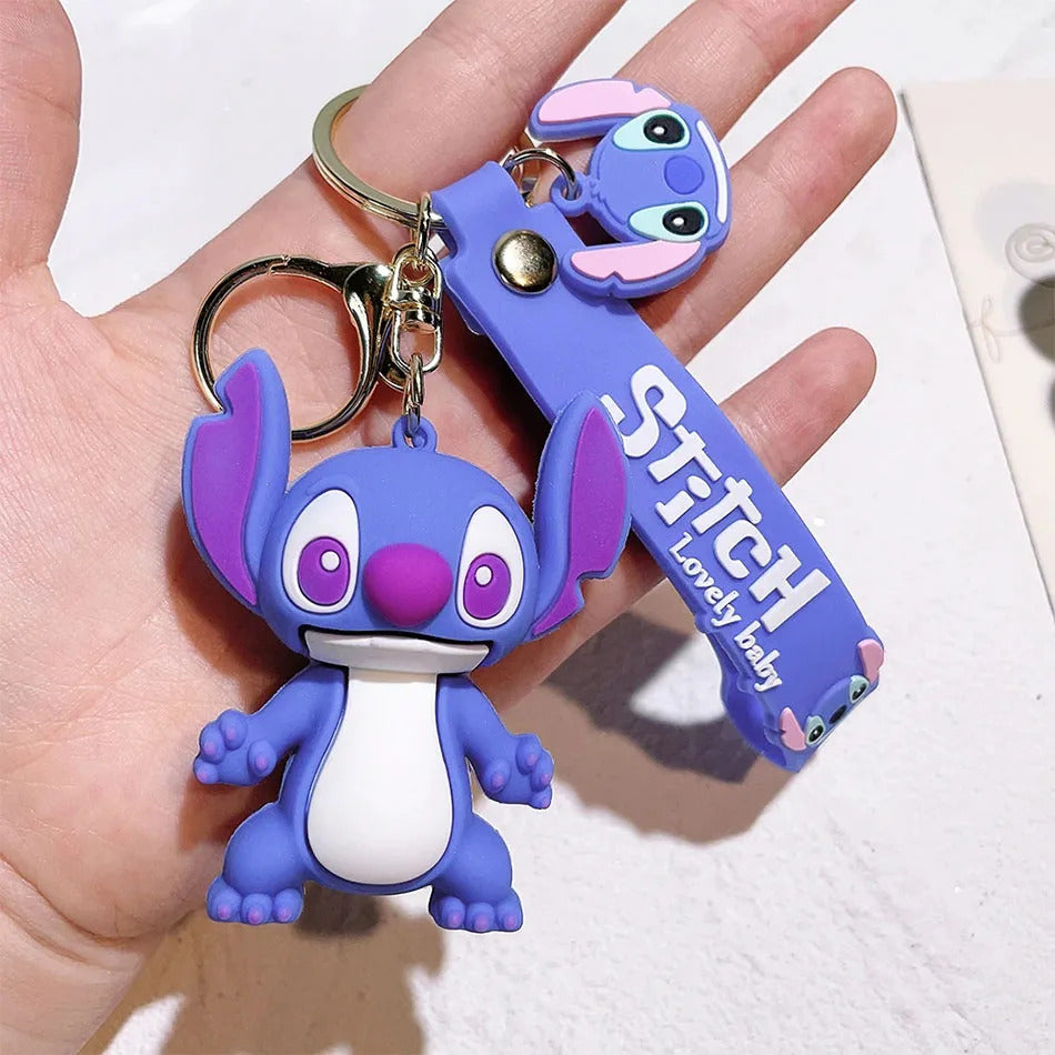 Hot Lilo & Stitch Toys Keychian Anime Stitch Pendant Keychain Sweet Pink Angel Keychians Women Car Keyring Girl Birthday Gift