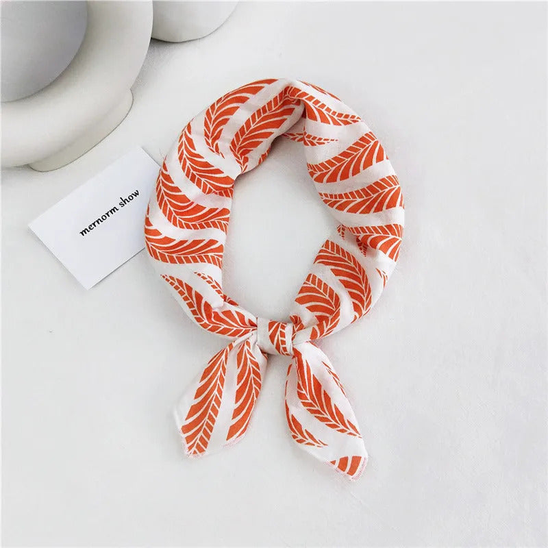 Cotton Linen 55cm Square Scarf Women Kerchief Flower Print Geometric Neckerchief Scarves  Headwrap Bandanas Hairband Headbands