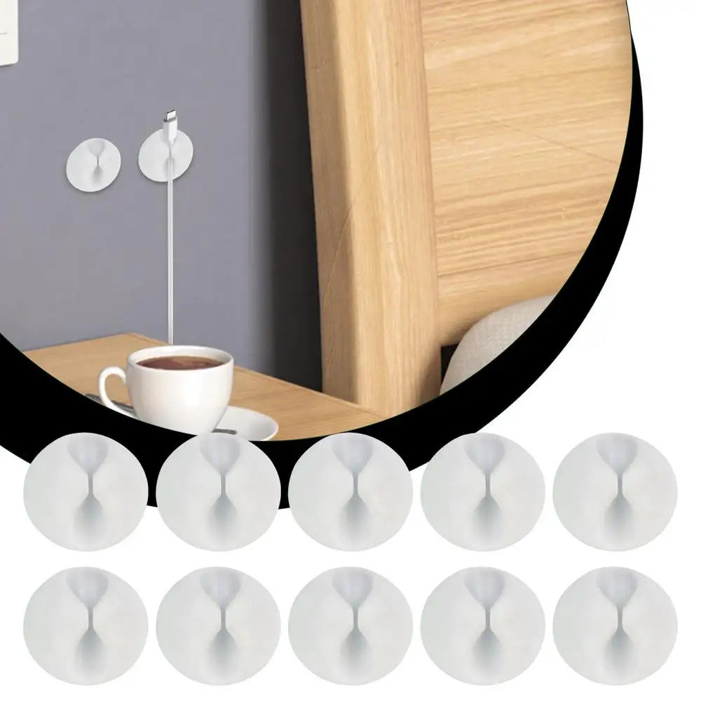 10pcs Mini Adhesive Cable Winder Organizer USB Charging Cable Clip Silicone Charger Cable Holder for Home, Office, Car, Desk