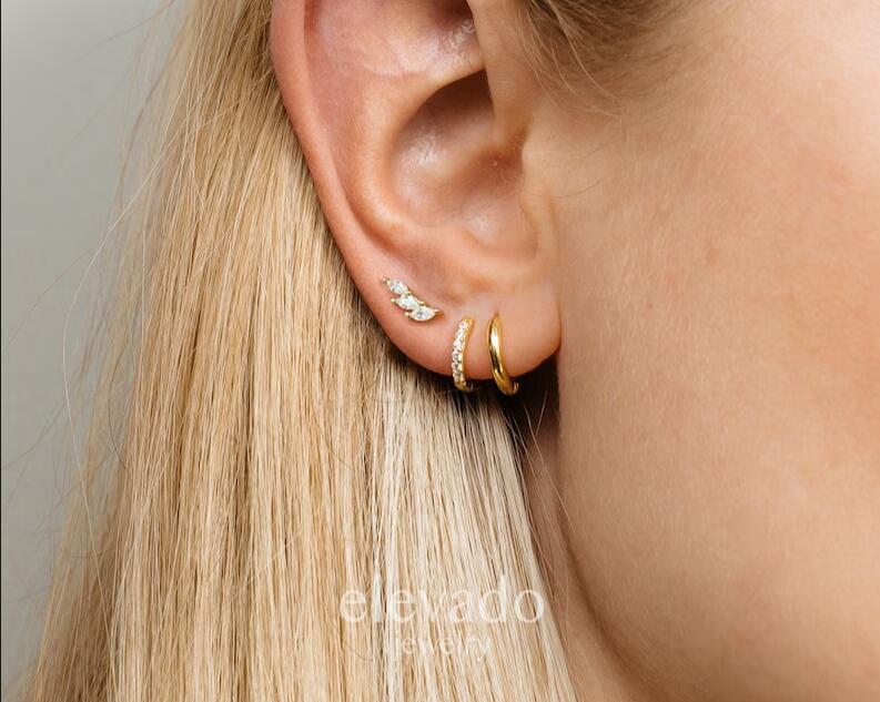 Ear Buckle Copper Plated Real Gold Micro-inlaid Zircon Fashion Women's Earrings Ear Buckle suit Earrings