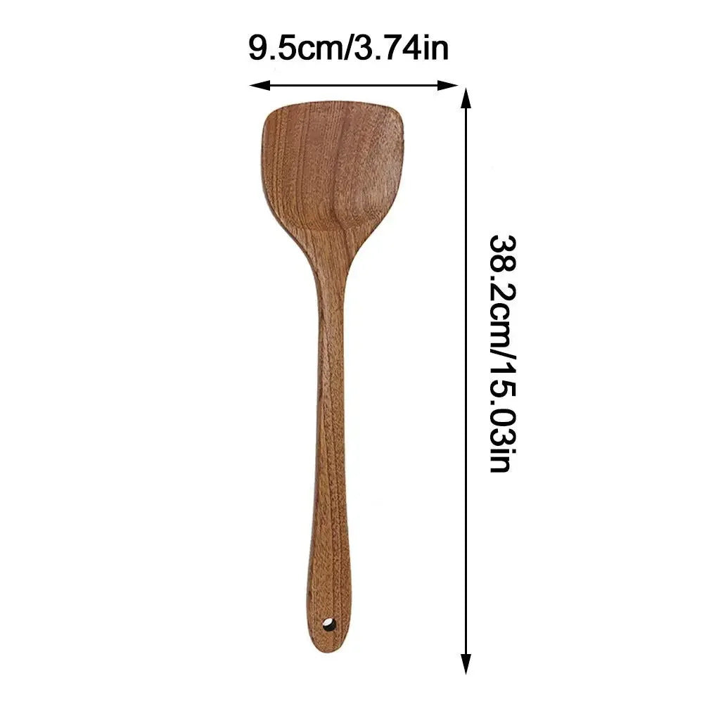 Long Handled Teak Tableware Wood Spoon Shovel Spatula Accessories Skimming Wooden Soup Kitchen Tool Spoon Cooking A2S8