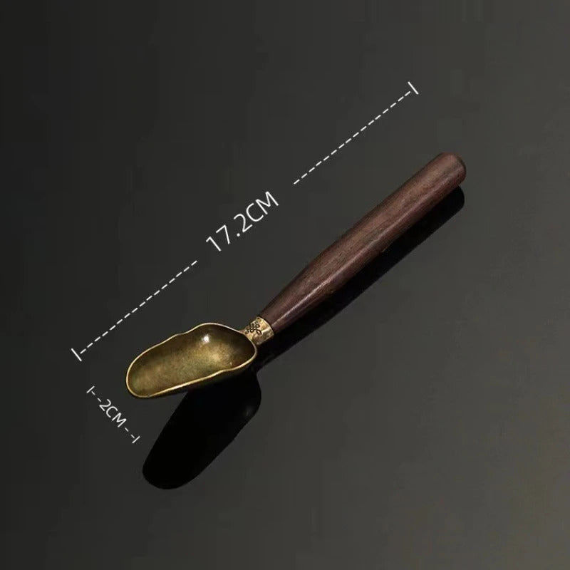 Alloy Ebony Coffee Scoops Tea Spoon Natural Wood Retro Tea Leaves Shovel KongFu Tea Ceremony Accessories Coffee Bean Spoons