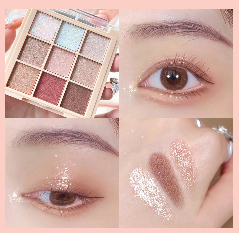 Helen Beauty Nine-Color Eye Shadow Plate Matte Shimmer Sequins Thin and Glittering Smoked Eye Shadow Plate Cross-Border Makeup Wholesale Delivery