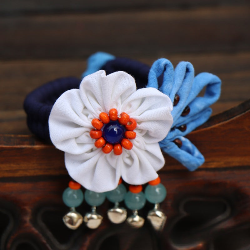 Blue Tie Dye Cloth Bracelet Dali Lijiang Hot Sale Hand-stitched Flower Fabric Bracelet Bracelet