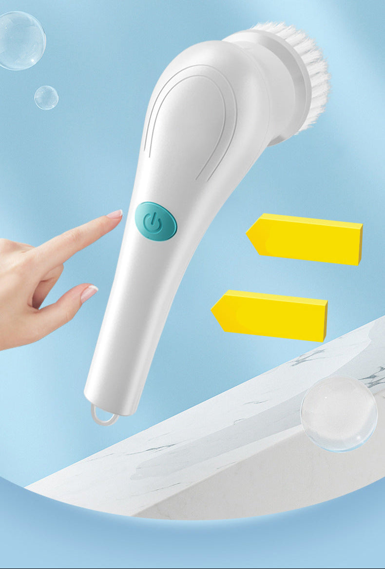 Cleaning Brush Export Electric Cleaning Brush Steel Wool Ball Five Brush Heads Long Handle Handheld Cleaning Kitchen Dishwashing Magic Tool