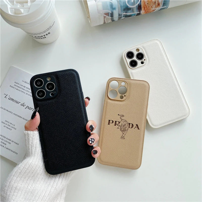 Tiger Leather Soft Case For Iphone 15 14 13 12 11 Pro Max Mini 7 8 Plus X Xs Xr Max Luxury Phone Cover Fashion Anti Drop Funda