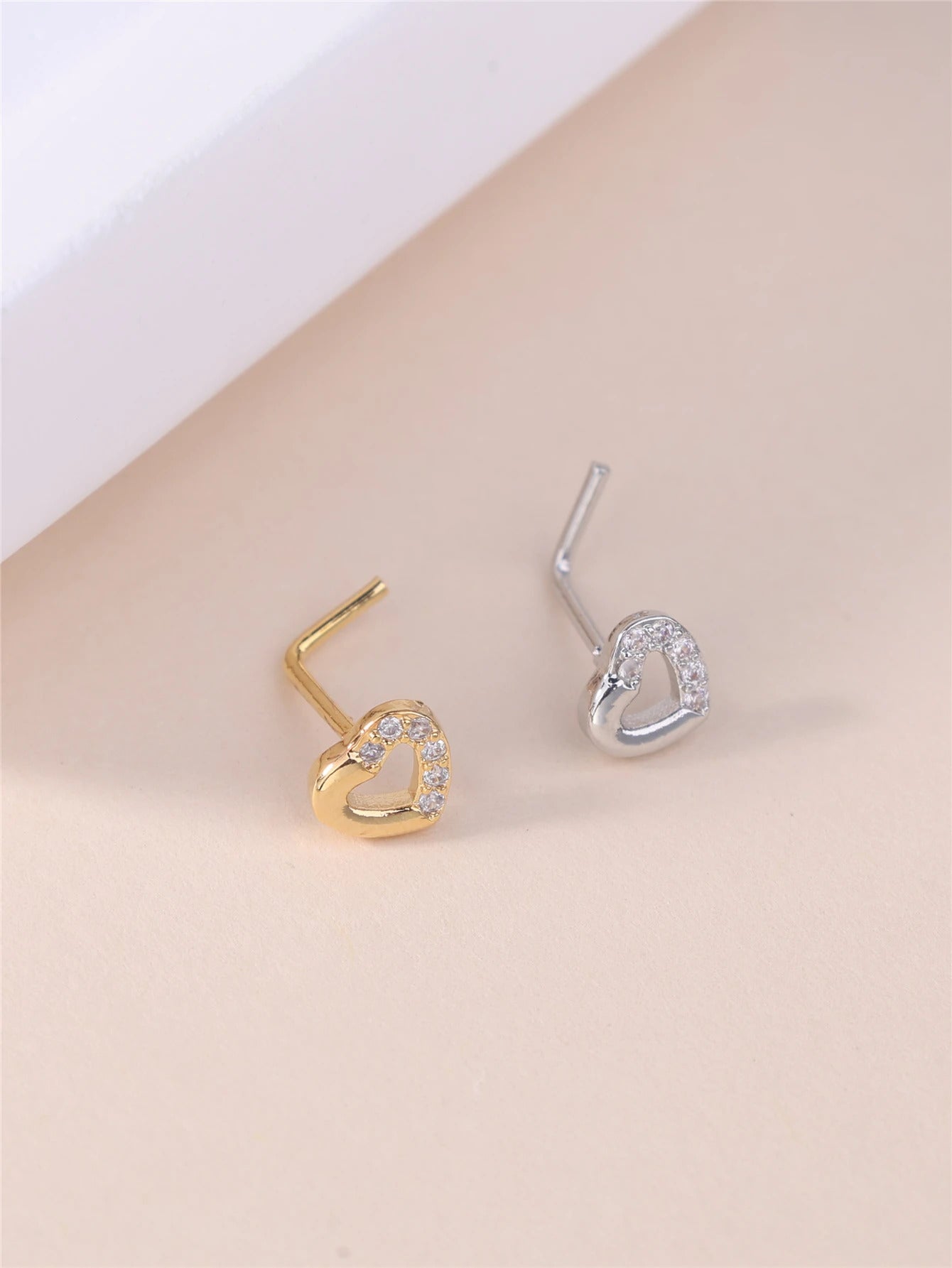 Thin Dangle Nose Studs Mini Pink CZ Heart Charm Dangle Nose Bone for Women Girl Cute Nose Piercing Jewelry Nostril Jewelry 24G