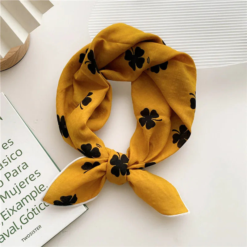 Cotton Linen 55cm Square Scarf Women Kerchief Flower Print Geometric Neckerchief Scarves  Headwrap Bandanas Hairband Headbands