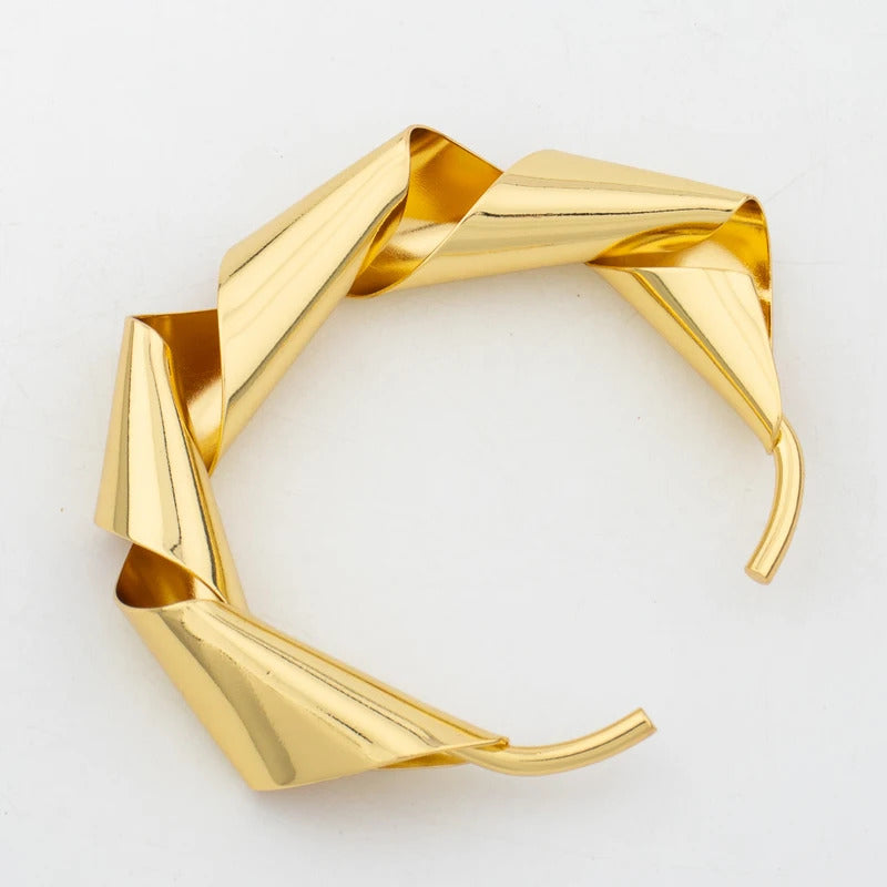 Luxury Gold Plated Dubai Jewelry Set For Women African Copper Twist Bold Design Earrings Necklace Bracelet Quality Jewelry Gift