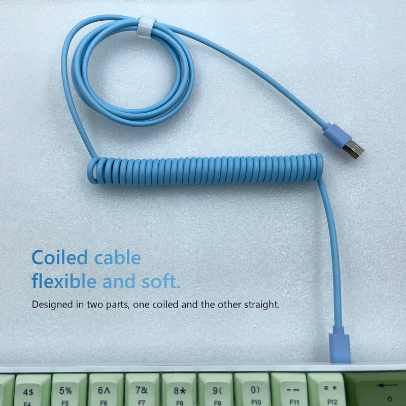 PU Mechanical Keyboard Data Cable Type-C to USB Coiled Spring Aviator Wire 1.5-3m Computer Peripherals