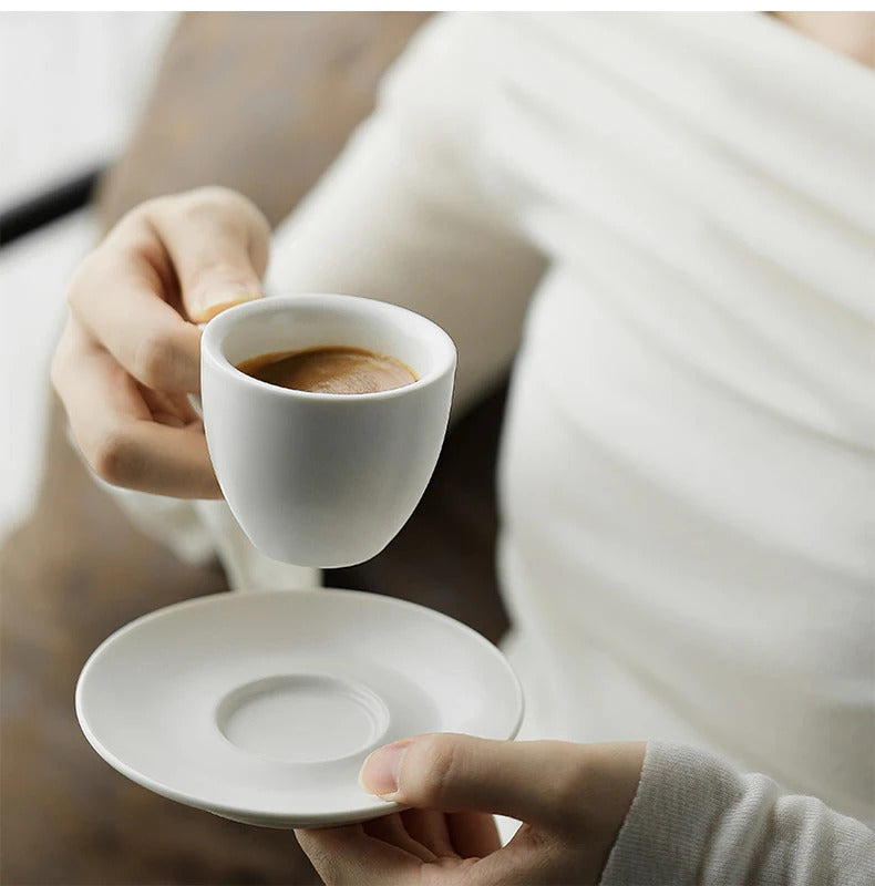 MHW-3BOMBER Espresso Cup with Saucer Set Latte Art Mugs Coffee Mug 80ml Ceramic Espresso Shot Cup Barista Accessories