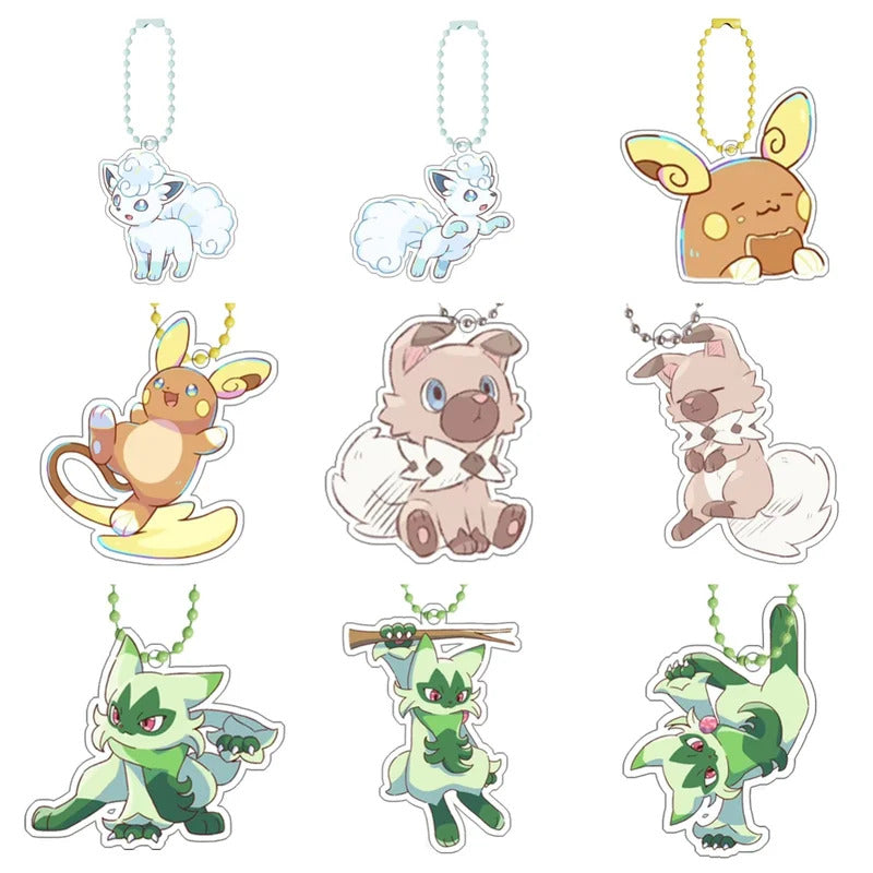 Pokemon Floragato Raichu Rockruff self-Made Cartoon Acrylic Key Chain Backpack Accessories Pendant Anime Classics Collection