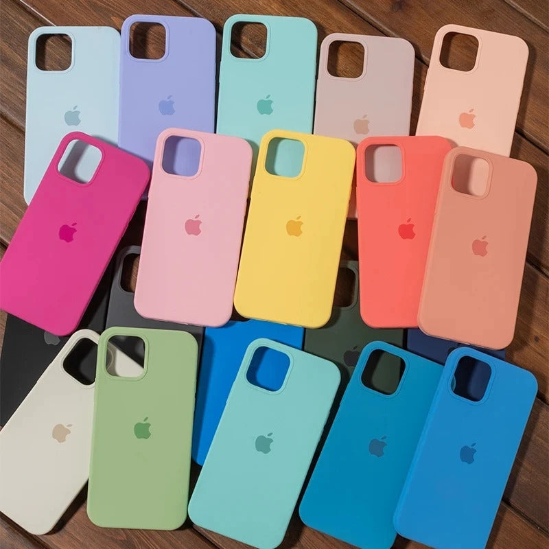 Luxury Original Liquid Silicone Case For iPhone 13 14 15 16 Pro Max phone Cases For iPhone 11 12 14 15 16 Plus Full Logo Cover