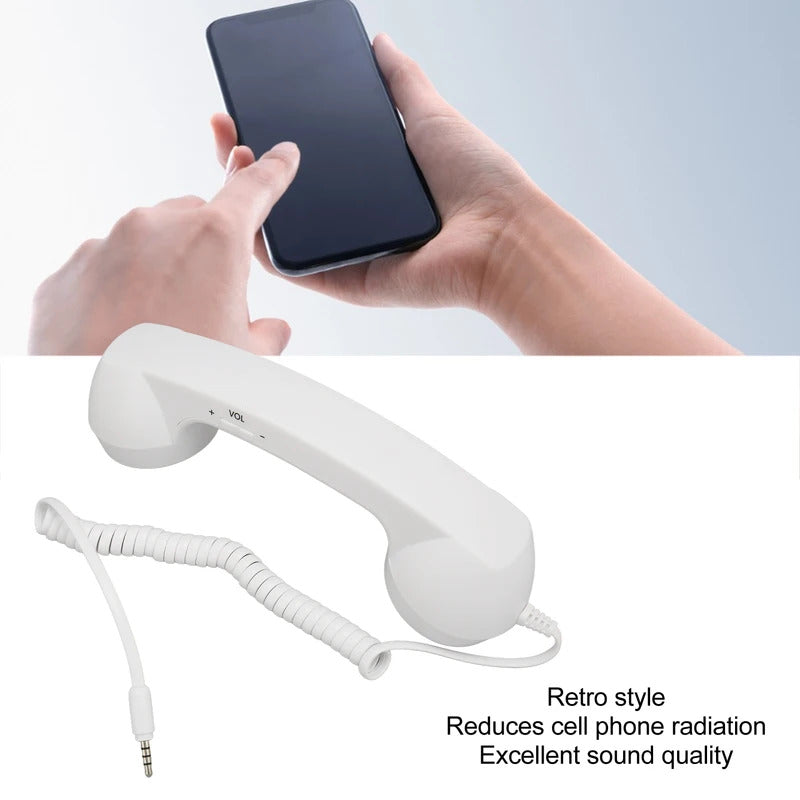 Handheld Phone Receiver Coiled Cord Radiation Proof Cell Phone Handset Clear Sound 3.5mm Plug Adjustable Volume for Smartphone