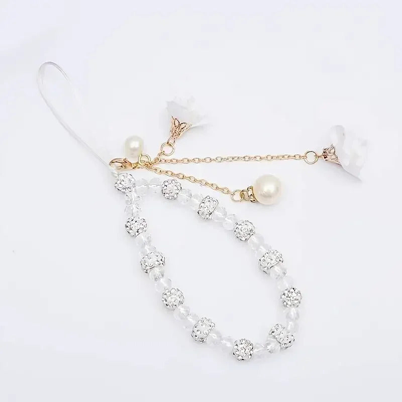 Fashion Pendant Flower Bracelet Mobile Phone Lanyard Crystal Phone Straps Hanging Rope Strap Wrist Rope Anti-lost Lanyard