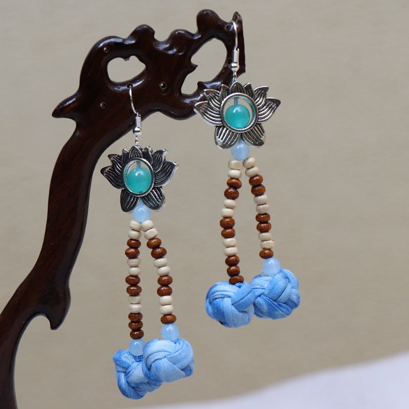 Ethnic style blue tie-dye earrings hand-woven tie-dye earrings travel companion gift