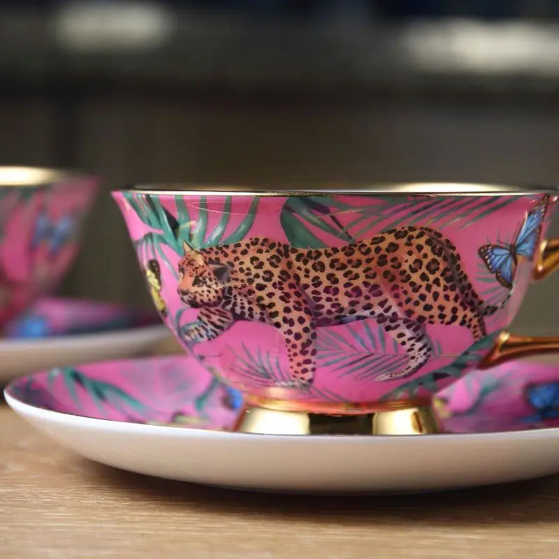 Leopard coffee cup/birthday gift/milk tea cup