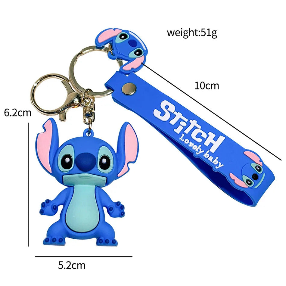 Hot Lilo & Stitch Toys Keychian Anime Stitch Pendant Keychain Sweet Pink Angel Keychians Women Car Keyring Girl Birthday Gift