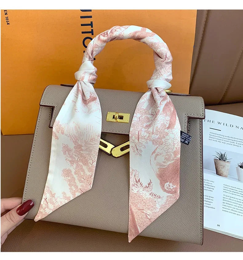 Spring high-end letter headband, tied hair ribbon, silk scarf, women's retro decoration, tied bag, ribbon accessories