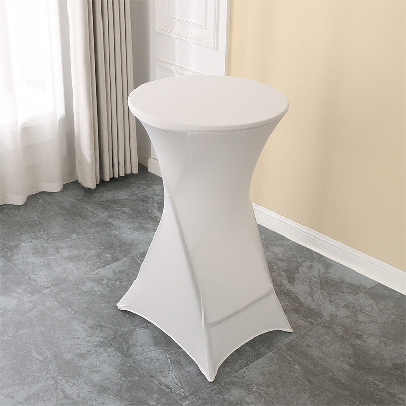 Elastic Table Cover High-End Banquet Wedding Hotel Cocktail Table Cover Table Skirt Table Skirt Cross-Border round High Leg Bar Counter Set