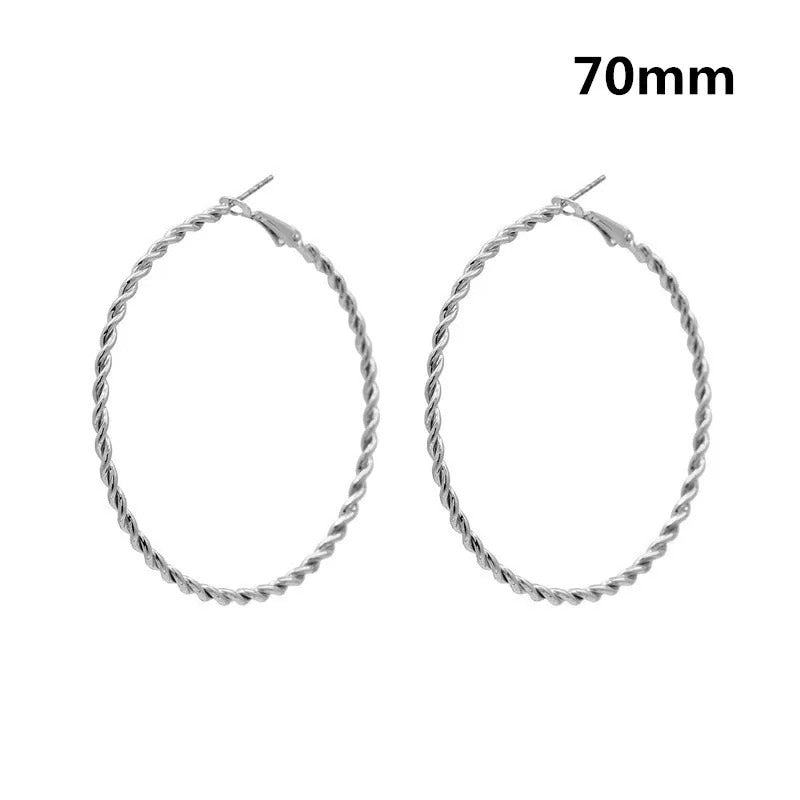 Fashion Large Hoop Earrings 40mm 60mm 80mm Big Smooth Circle Earrings Round Brincos Loop Earrings for Women Jewelry Party Gifts