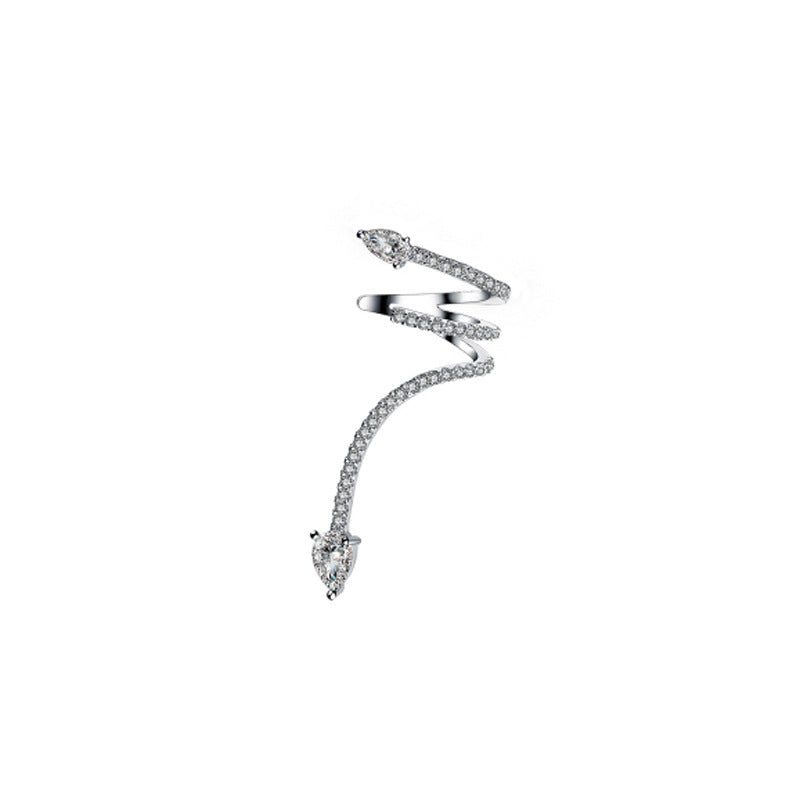 Star Earrings Sterling Silver Needle Personality Temperament Micro-inlaid Zircon Line Snake Earrings Earrings Single