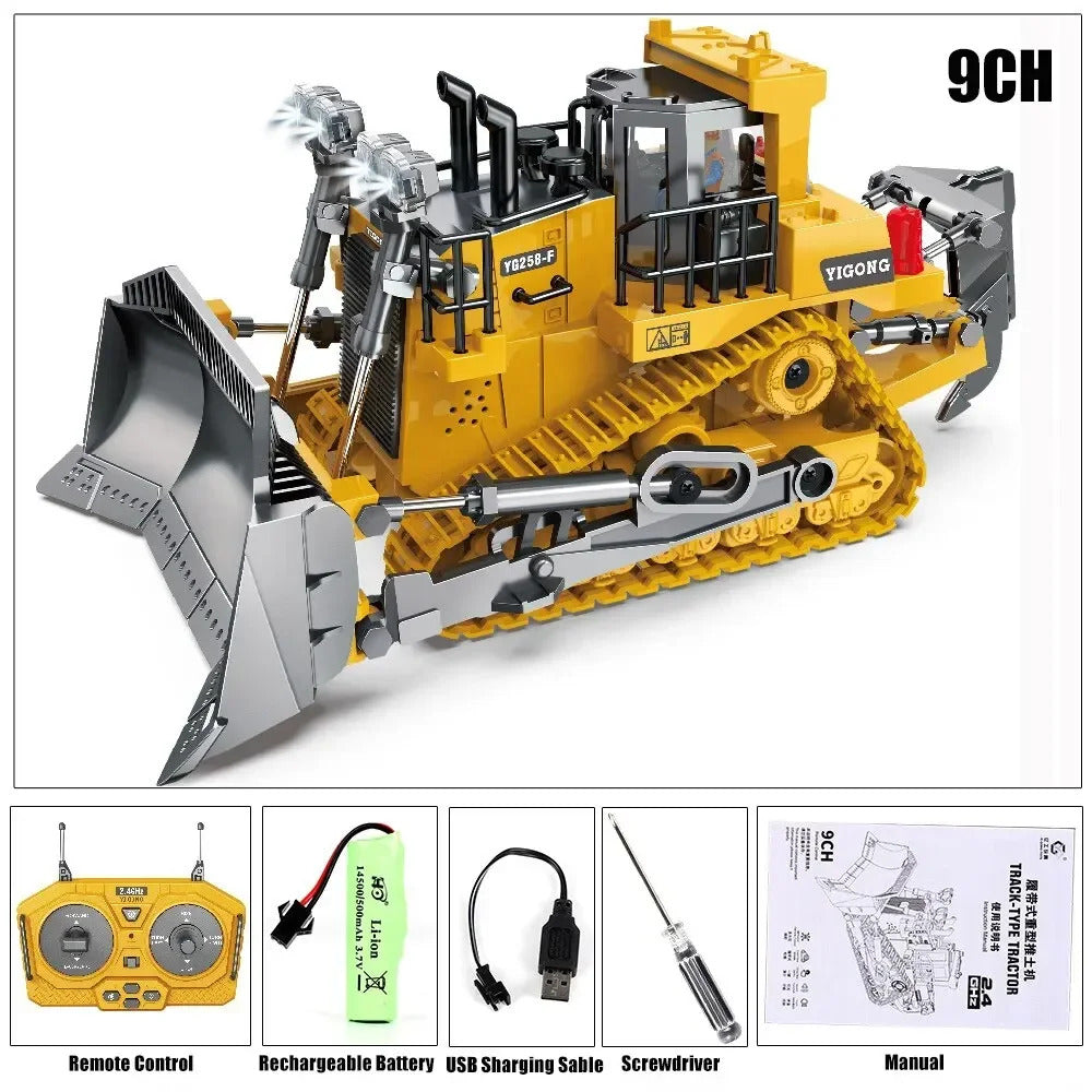 2.4G Remote Control Excavator Dump Truck RC Model Car Toy Professional Alloy Plastic Simulation Construction Vehicle for Kids
